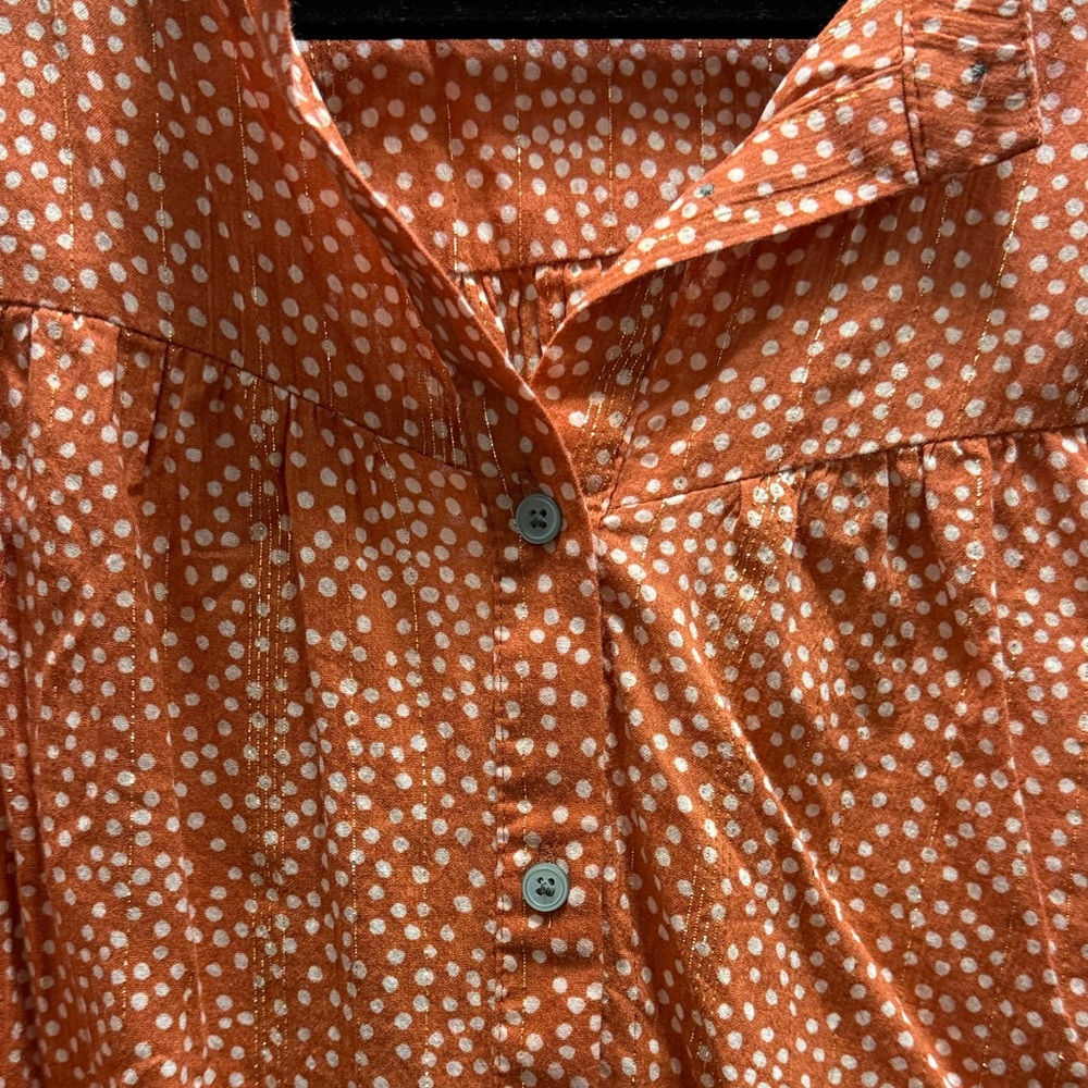 LOFT Orange Patterned Blouse - Picture 3 of 5